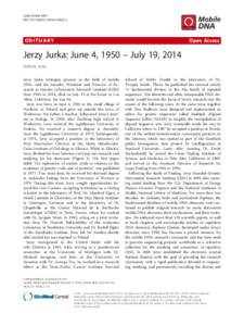 Jerzy Jurka: June 4, 1950 � July 19, 2014