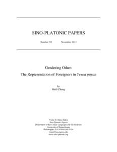 SINO-PLATONIC PAPERS Number 232 November, 2012  Gendering Other: