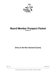 Board Member Prospect Packet Version 5.7 Girls on the Run Sonoma County  Page 1 of 14