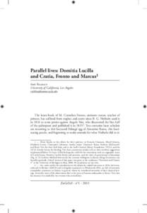 Parallel lives: Domitia Lucilla and Cratia, Fronto and Marcus1 Amy Richlin University of California, Los Angeles 