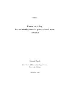 THESIS  Power recycling for an interferometric gravitational wave detector