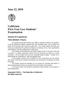 June 22, 2010 California First-Year Law Students’ Examination