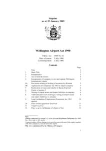 Reprint as at 25 January 2005 Wellington Airport Act 1990 Public Act Date of assent