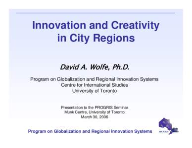 The Role of Higher Education in  Regional Innovation and  Cluster Development