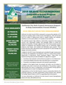 2015 GRANTS CLEARING CLEARINGHOUSE HOUSE Competitive Grants Program July 2015 Report