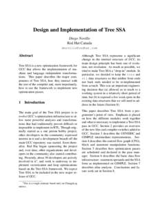 Design and Implementation of Tree SSA Diego Novillo Red Hat Canada   Abstract