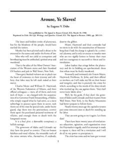 Debs: Arouse, Ye Slaves! [March 10, Arouse, Ye Slaves! by Eugene V. Debs