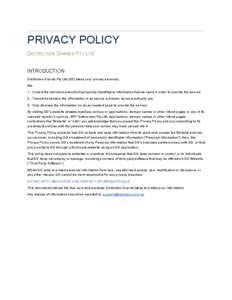    PRIVACY POLICY  D​ ISTINCTION ​ D​