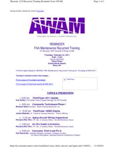 Thursday 2/24 Recurrent Training Reminder from AWAM  Page 1 of 2 Having trouble viewing this email? Click here