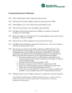 WSDOT Research Milestones