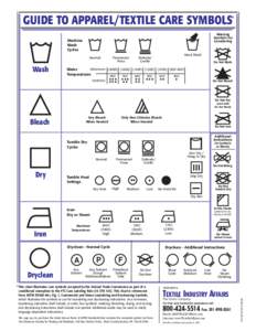 GUIDE TO APPAREL/TEXTILE CARE SYMBOLS* Warning Symbols for Laundering  Machine