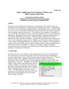 PSpice Applications in the Teaching of Wireless and High Frequency Electronics