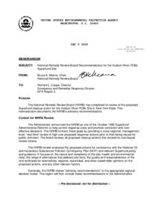 National Remedy Review Board Recommendations for the Hudson River PCBs Superfund Site