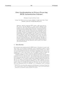 Proceedings  - NN - Data Synchronization in Privacy-Preserving RFID Authentication Schemes?