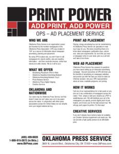 PRINT POWER ADD PRINT, ADD POWER OPS – AD PLACEMENT SERVICE WHO WE ARE  PRINT AD PLACEMENT