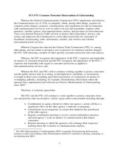 Memorandum of Understanding on Consumer Protection Between the Federal Trade Commission and the Federal Communications Commission