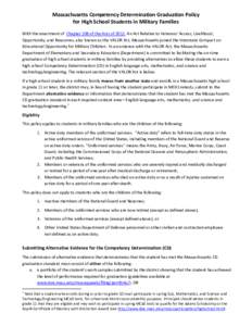 Massachusetts Competency Determination Graduation Policy for High School Students in Military Families