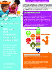 WHAT IS THE QUANTILE FRAMEWORK?  Parent Guide The Quantile® Framework for Mathematics uses the same scale to measure both the math skill level of your child and the
