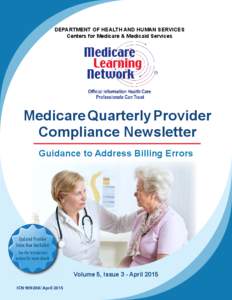 DEPARTMENT OF HEALTH AND HUMAN SERVICES  Centers for Medicare & Medicaid Services Medicare Quarterly Provider