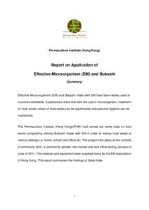 Permaculture Institute (Hong Kong)  Report on Application of Effective Microorganism (EM) and Bokashi (Summary)