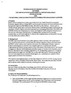 Memorandum of Understanding between the United States Environmental Protection Agency, Office of Water, and the National Association of Flood & Stormwater Management Agencies