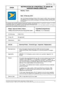 EASA PAD No.: [removed]NOTIFICATION OF A PROPOSAL TO ISSUE AN AIRWORTHINESS DIRECTIVE  EASA