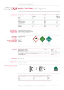 →→ Product datasheet, Specialty Gases  Product datasheet. HiQ® Argon 6.0. Specifications  Characteristics