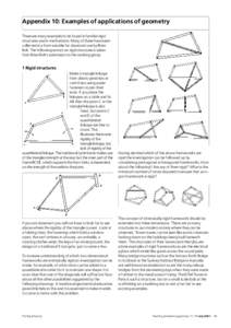 Appendix 10: Examples of applications of geometry There are many examples to be found in familiar rigid structures and in mechanisms. Many of these have been collected in a form suitable for classroom use by Brian Bolt. 