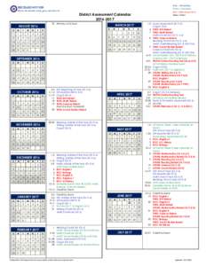 Blue – Elementary Green – Secondary Red – State Assessment Black - Other  District Assessment Calendar