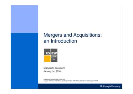 Mergers and Acquisitions: an Introduction Discussion document January 14, 2010
