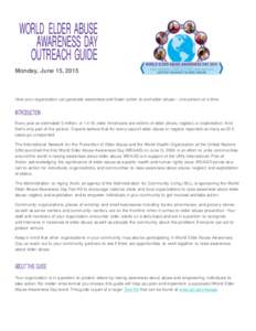 World Elder Abuse Awareness Day Outreach Guide