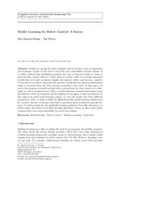 Cognitive Science (submitted) manuscript No. (will be inserted by the editor) Model Learning for Robot Control: A Survey Duy Nguyen-Tuong · Jan Peters