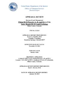 United States Department of the Interior Office of Valuation Services Mountain Region APPRAISAL REVIEW Bureau of Land Management