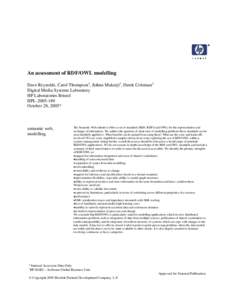 An assessment of RDF/OWL modelling