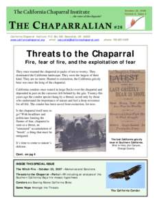 October 23, 2008 Volume 5, Issue 3 The California Chaparral Institute The Chaparralian #28