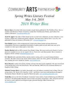 Spring Writes Literary Festival  May 3-6, 2018 ! !  2018 Writer Bios