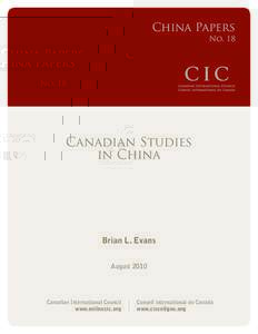 China Papers No. 18 Canadian Studies in China