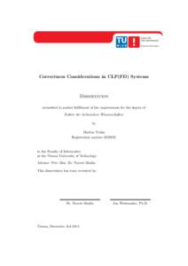 Correctness Considerations in CLP(FD) Systems  Dissertation submitted in partial fulfillment of the requirements for the degree of Doktor der technischen Wissenschaften by