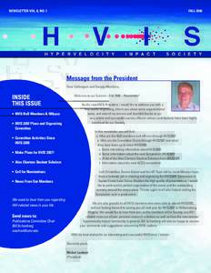 HVIS Newsletter, Vol 7 No 1