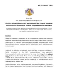AML/CFT DirectiveJuly 2013 Bank Use Promotion & Financial Intelligence Unit