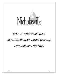 CITY OF NICHOLASVILLE ALCOHOLIC BEVERAGE CONTROL LICENSE APPLICATION Revised
