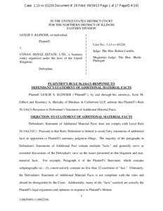 Case: 1:13-cv[removed]Document #: 29 Filed: [removed]Page 1 of 17 PageID #:241  IN THE UNITED STATES DISTRICT COURT FOR THE NORTHERN DISTRICT OF ILLINOIS EASTERN DIVISION LESLIE S. KLINGER, an individual,