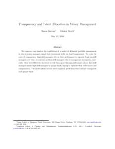 Transparency and Talent Allocation in Money Management