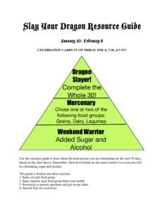 Slay Your Dragon Resource Guide January 10- February 8 CELEBRATION CARRY IN ON FRIDAY FEB. 8, 7:30, at CFT! Dragon Slayer!