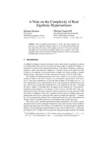 1  A Note on the Complexity of Real Algebraic Hypersurfaces Michael Kerber