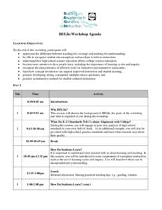 BEGIn Workshop Agenda LEARNING OBJECTIVES By the end of this workshop, participants will • appreciate the difference between teaching for coverage and teaching for understanding; • be able to recognize student miscon
