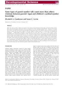 Developmental Science 14:), pp 1021–1032  DOI: j01050.x PAPER Some types of parent number talk count more than others: