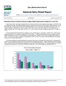 Dairy Market News Branch  National Dairy Retail Report Agricultural Marketing