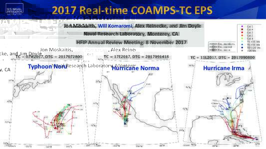 2017 Real-time COAMPS-TC EPS Jon Moskaitis, Will Komaromi, Alex Reinecke, and Jim Doyle Naval Research Laboratory, Monterey, CA HFIP Annual Review Meeting: 8 NovemberTyphoon Noru