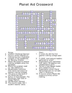 Planet Aid Crossword 1 6  C
